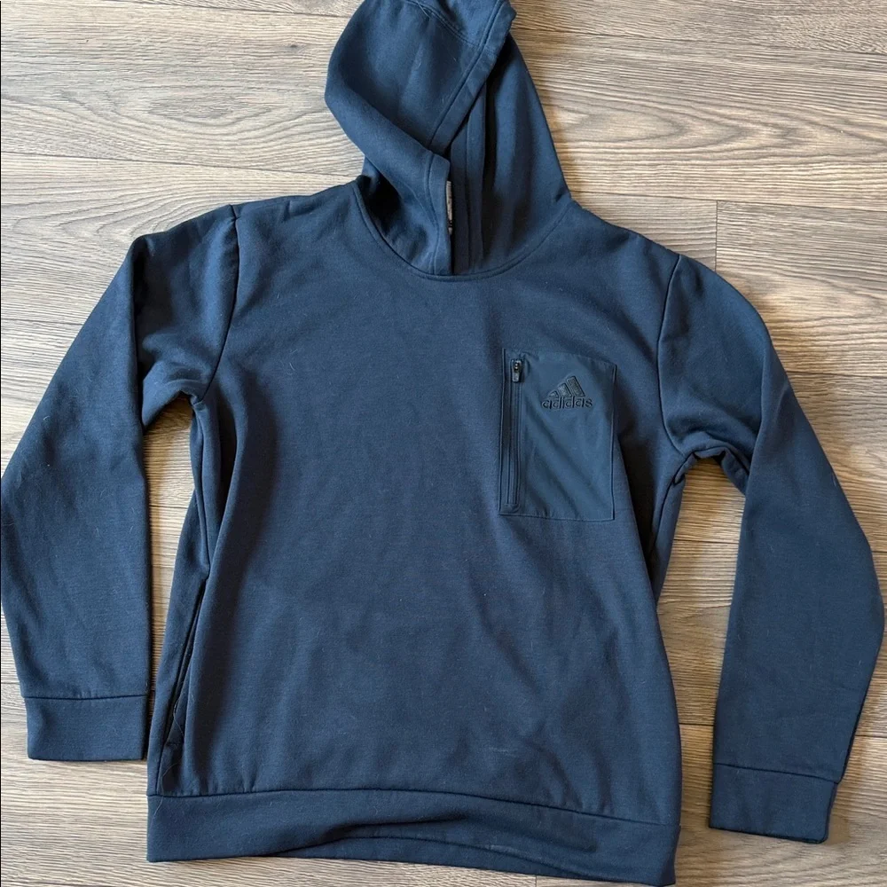 adidas Black Hooded Sweatshirt with Zip Chest Pocket